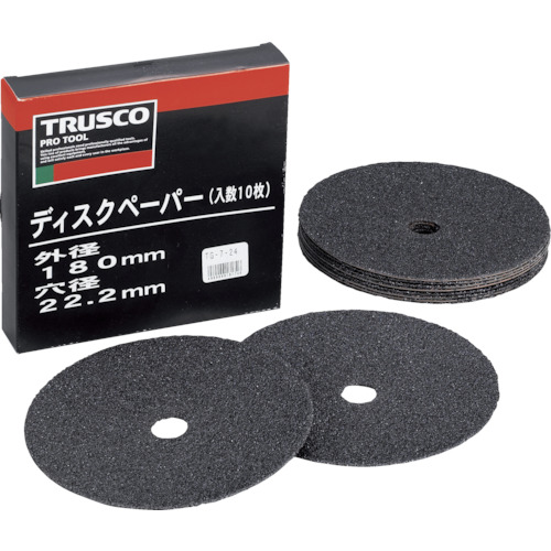 【TRUSCO】ＴＲＵＳＣＯ　ディスクペーパー７型　Φ１８０Ｘ２２．２　＃１４　（１０枚入）